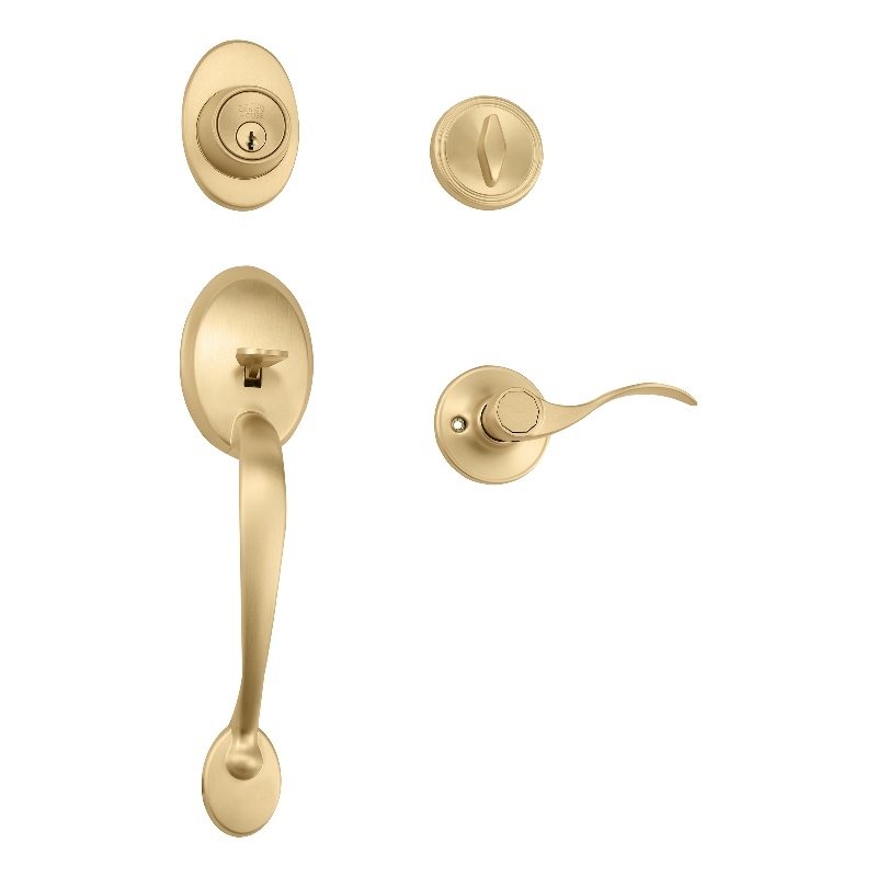 Design House Coventry 2-Way Adjustable Brass Door Handle Set in Gold