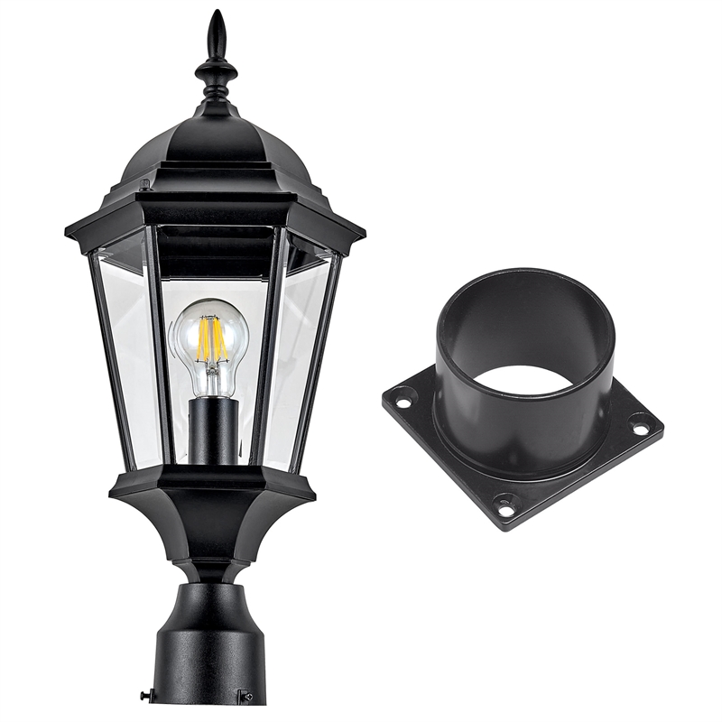 Design House Pier Base and Oak Creek Outdoor Aluminum Post Top Light in Black