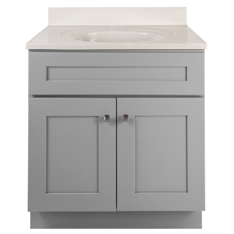 Design House Brookings Vanity With White Top in Gray Fully Assembled