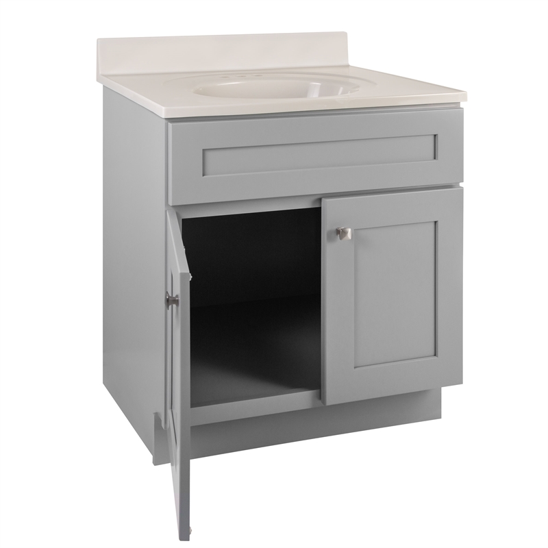 Design House Brookings Vanity With White Top in Gray Fully Assembled