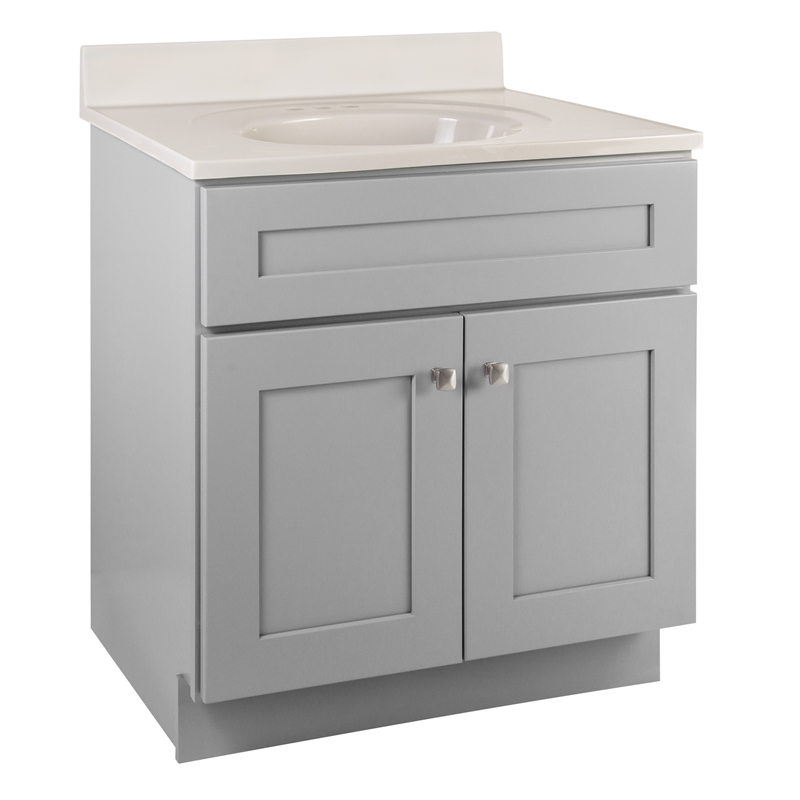 Design House Brookings Vanity With White Top in Gray Fully Assembled