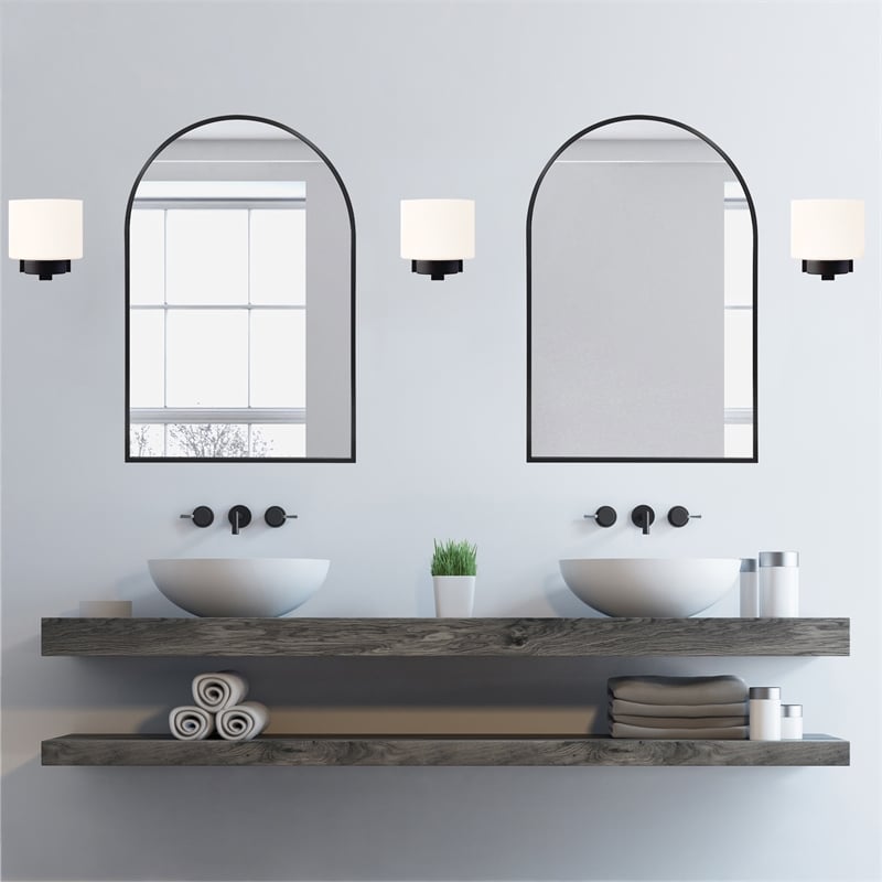 Design House Dove Creek Glass Wall Light in Black