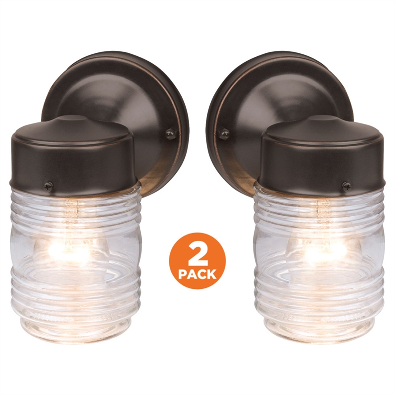 Design House Outdoor Wall Mount Stainless Steel Sconce- Oil Rubbed Bronze 2 Pack