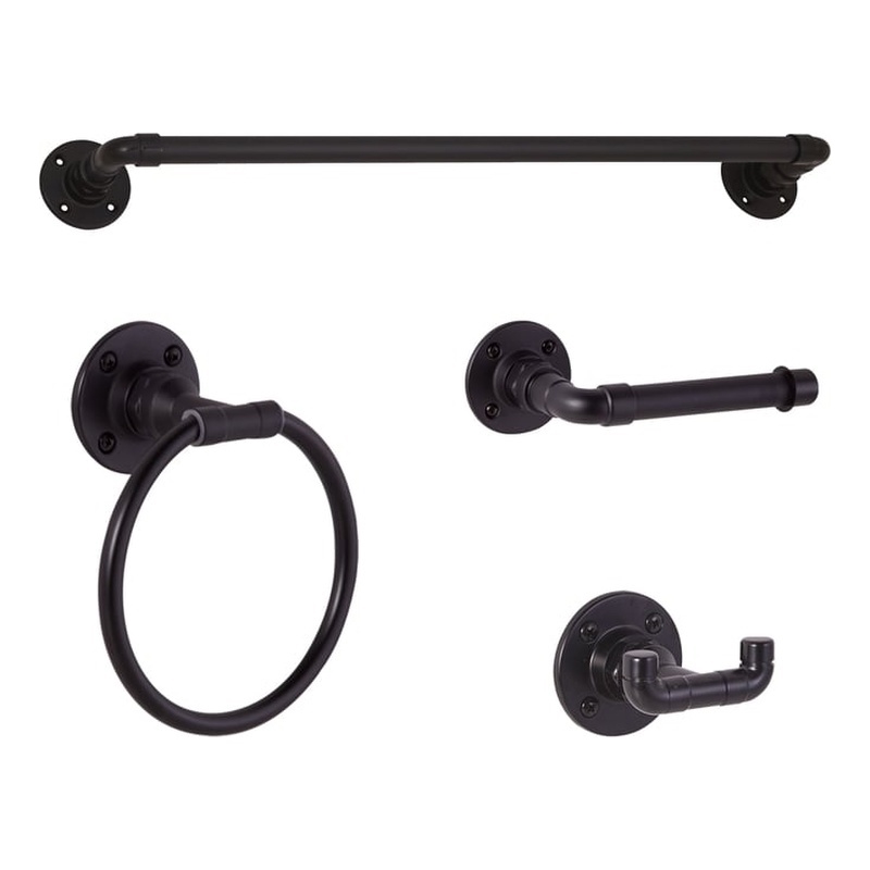 Design House Kimball Bathroom Metal Hardware Kit in Satin Black 4 Piece