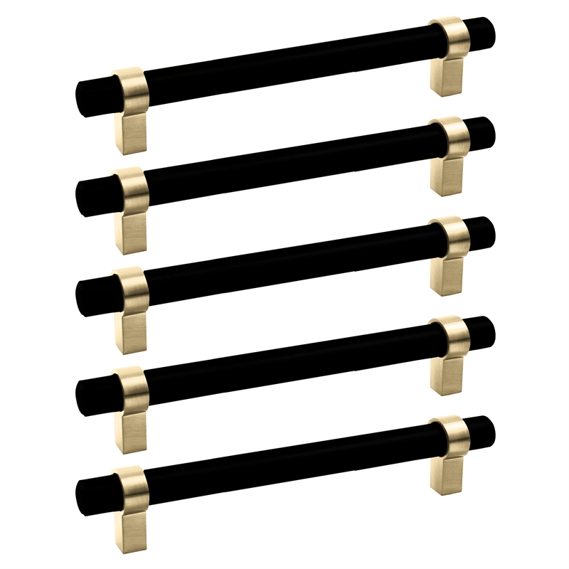 Design House Emery 5 1/16 in. Stainless Steel Cabinet Pulls in Black/Gold 5 Pack