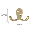Design House Stainless Steel Double Hook in Polished Brass 10 Pack
