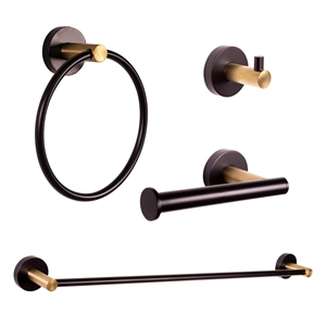 Design House Kelton 4 Piece Bathroom Accessories in Matte Black and Gold