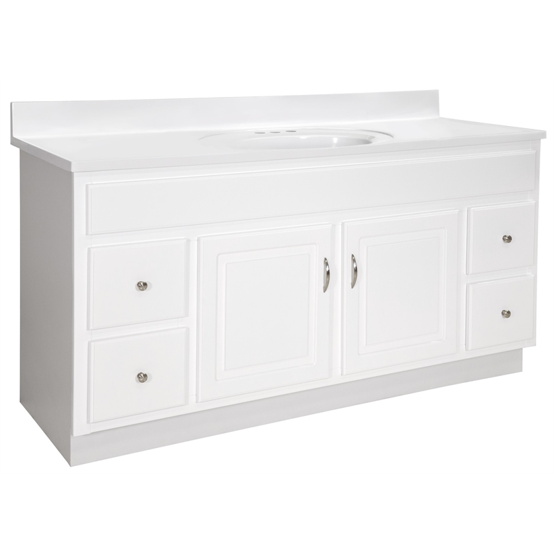 Concord Vanity with Solid White Cultured Marble Top  Fully Assembled  61-Inch
