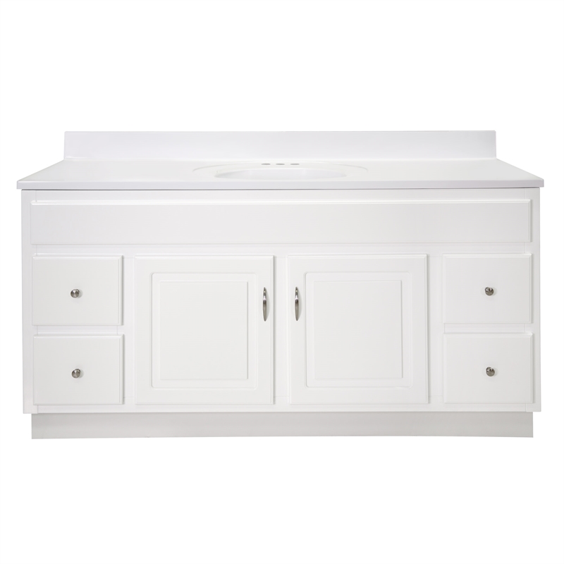 Concord Vanity with Solid White Cultured Marble Top  Fully Assembled  61-Inch