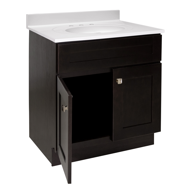 Brookings Vanity in Espresso with White Cultured Marble Top Fully Assembled 31in