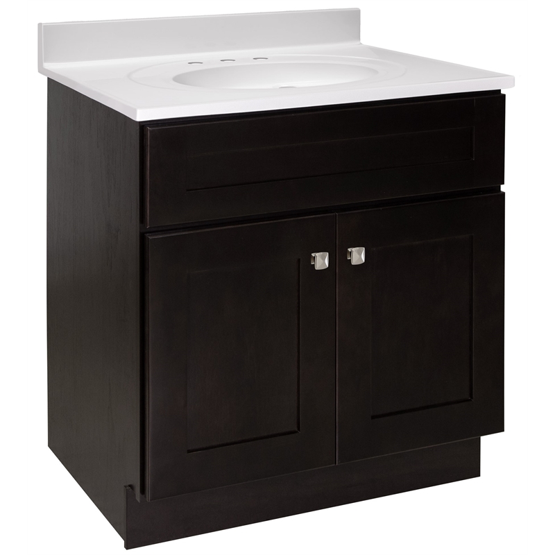 Brookings Vanity in Espresso with White Cultured Marble Top Fully Assembled 31in