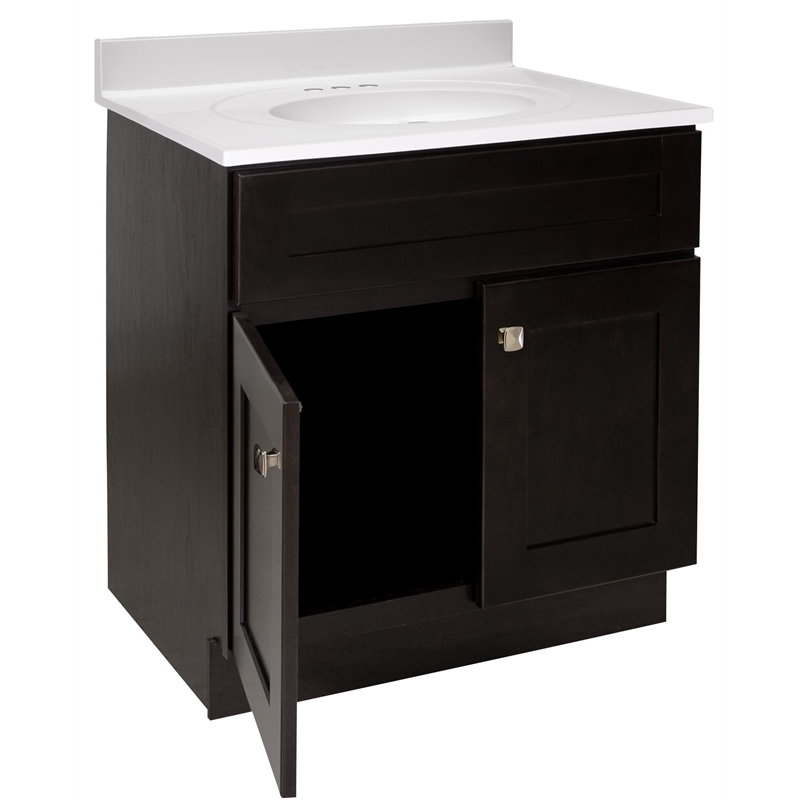 Brookings Vanity in Espresso with White Cultured Marble Top Fully Assembled 31in