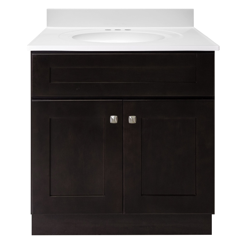 Brookings Vanity in Espresso with White Cultured Marble Top Fully Assembled 31in
