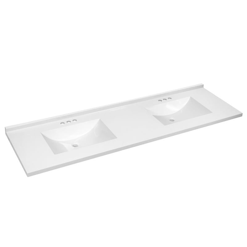Camilla II Cultured Marble Vanity Top in White 73-Inch
