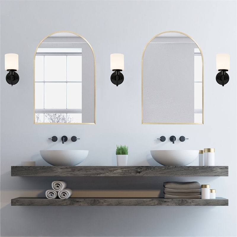 Maeve Arched Wall Mirror with Gold Frame 36-in x 24-in 2-Pack