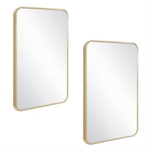 Isla Rounded Corner Wall Mirror with Gold Frame 30in x 20in 2-Pack