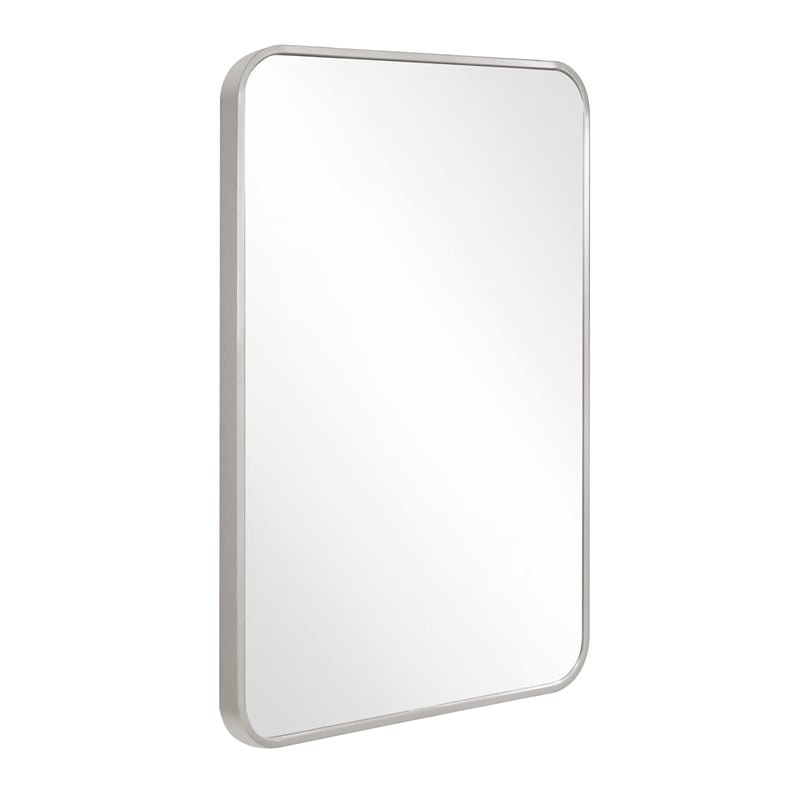 Isla Rounded Corner Wall Mirror with Silver Frame 36in x 24in 2-Pack