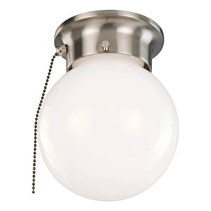 Design House Globe Stainless Steel Ceiling Light with Pull Chain in Satin Nickel