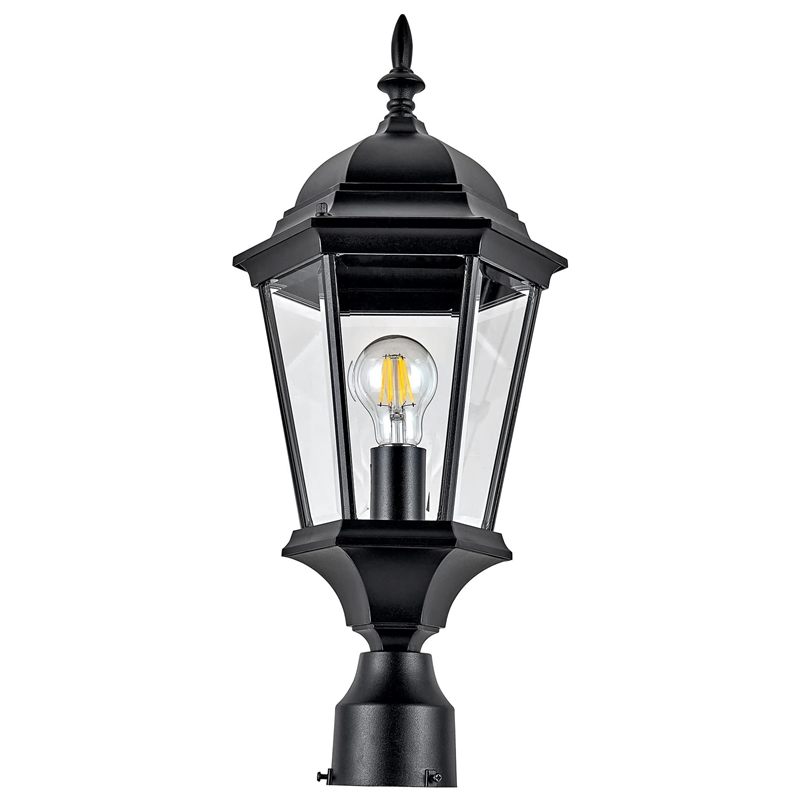 Design House Oak Creek Post Top Metal Outdoor Wall Lighting in Textured Black
