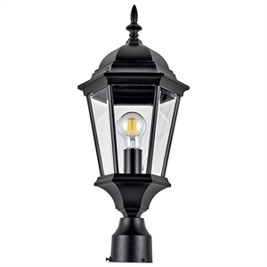 Design House Oak Creek Post Top Metal Outdoor Wall Lighting in Textured Black