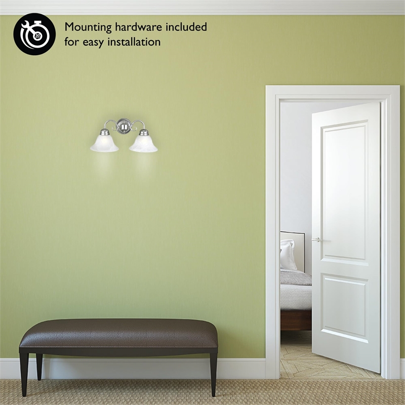 Design House Millbridge 2-Light Stainless Steel Wall Mount Sconce - Satin Nickel