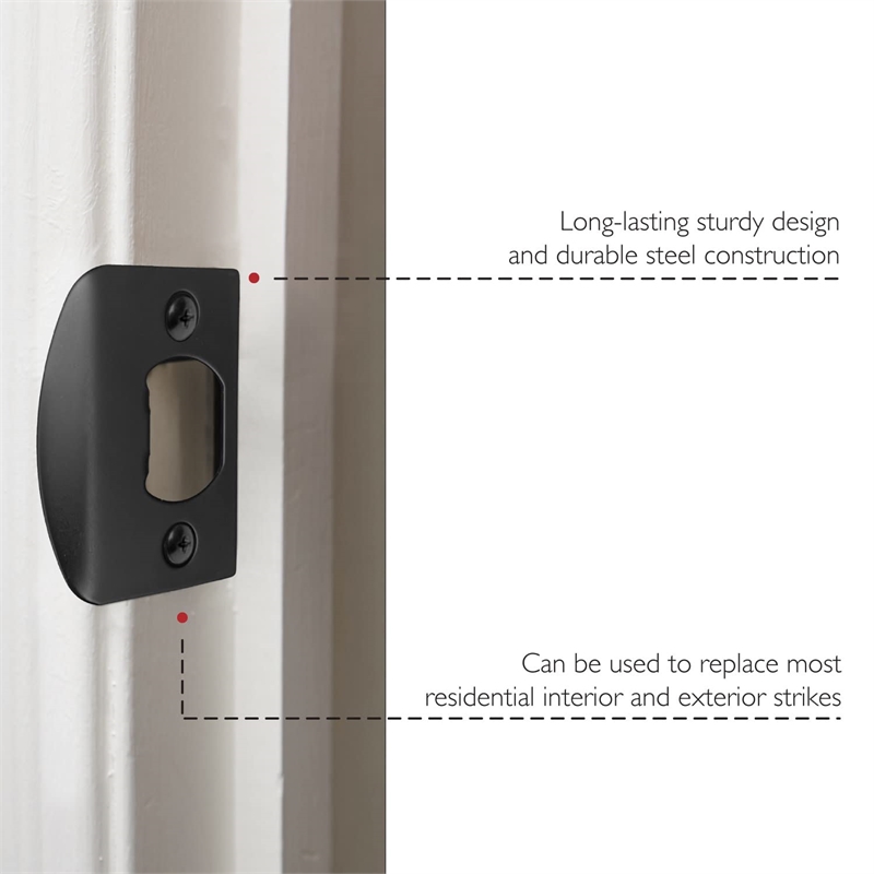 Design House Stainless Steel Strike Plate with Full Lip & Square Corner in Black