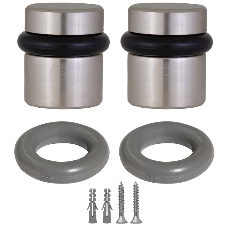 Design House 2-Pack Brass Modern Cylindrical Door Stop in Satin Nickel