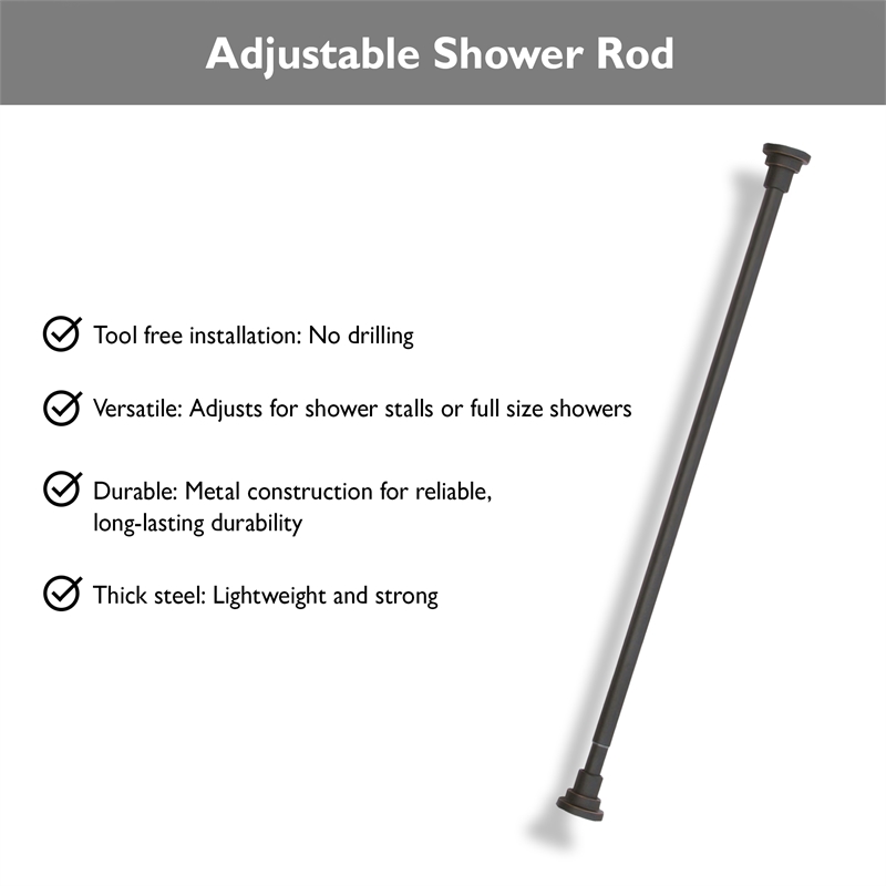 Design House Classic Adjustable 42 to 72-inch Shower Rod in Oil Rubbed Bronze