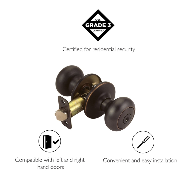 Design House Cambridge Traditional Brass Keyed Entry Door Knob in Bronze