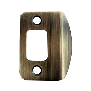 Design House Round Corner Stainless Steel Deadbolt Strike Plate in Antique Brass