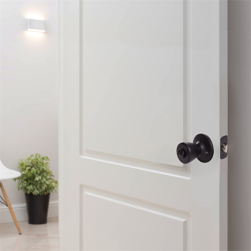 Design House Tulip Brass Keyed Entry Door Knob in Matte Black