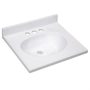 Design House 19&quot Cultured Marble Single Bowl Vanity Top in Solid White
