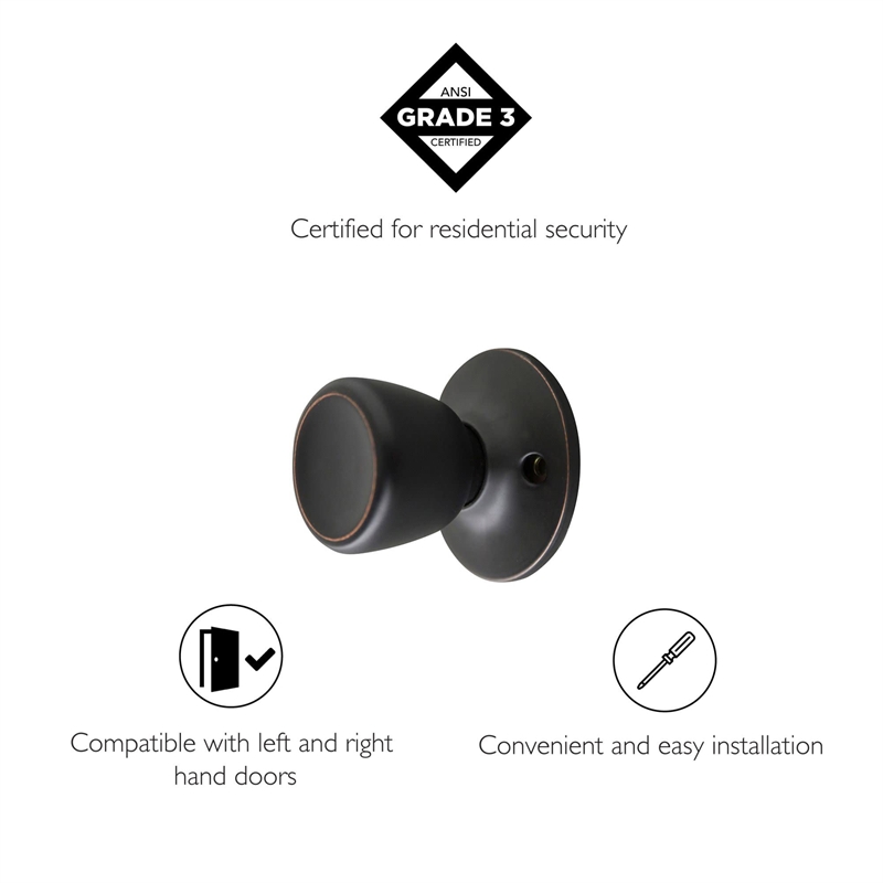 Design House Terrace Traditional Brass Dummy Door Knob in Oil Rubbed Bronze