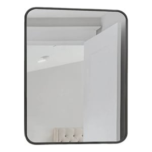 Design House Isla 36&quotx24&quot Rounded Corner Glass Wall Mirror with Frame inn Black