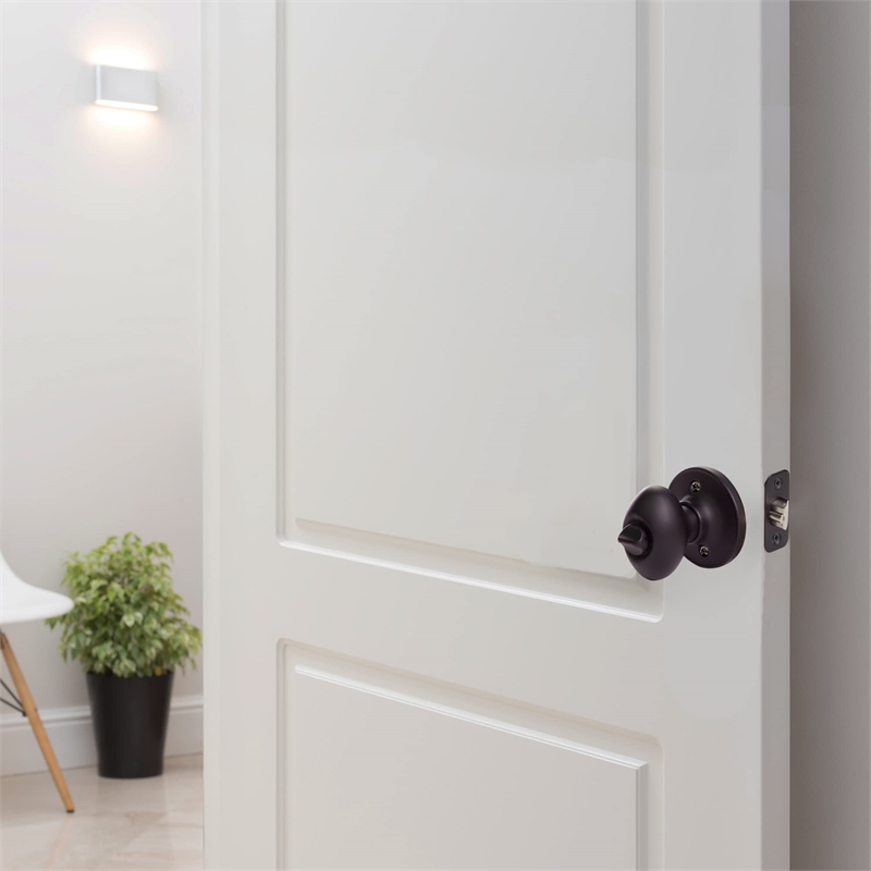 Design House Egg Traditional Brass Keyed Entry Door Knob in Matte Black