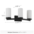 Design House Desta 3-Light Transitional Glass Vanity Bar in Matte Black