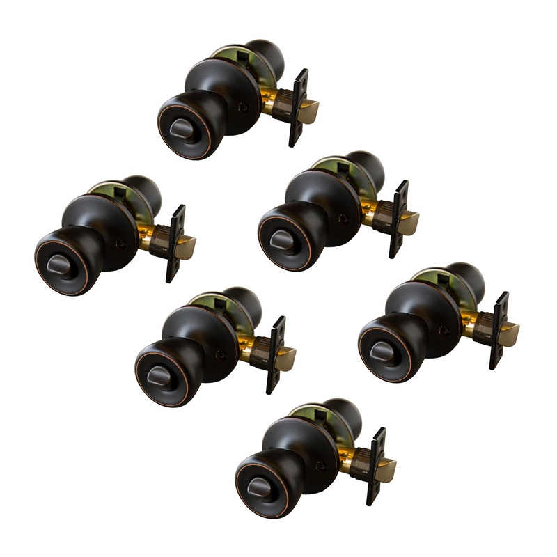 Design House Terrace 6-Pack Brass Door Knob with 6 Way Latch in Bronze