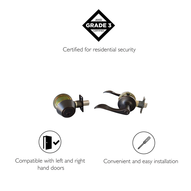 Design House Stratford Metal Entry Door Knob and Deadbolt in Oil Rubbed Bronze