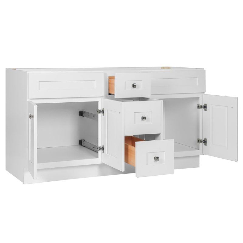 Brookings Wood Vanity w/o Top Sherwin Williams in White Fully Assembled 60