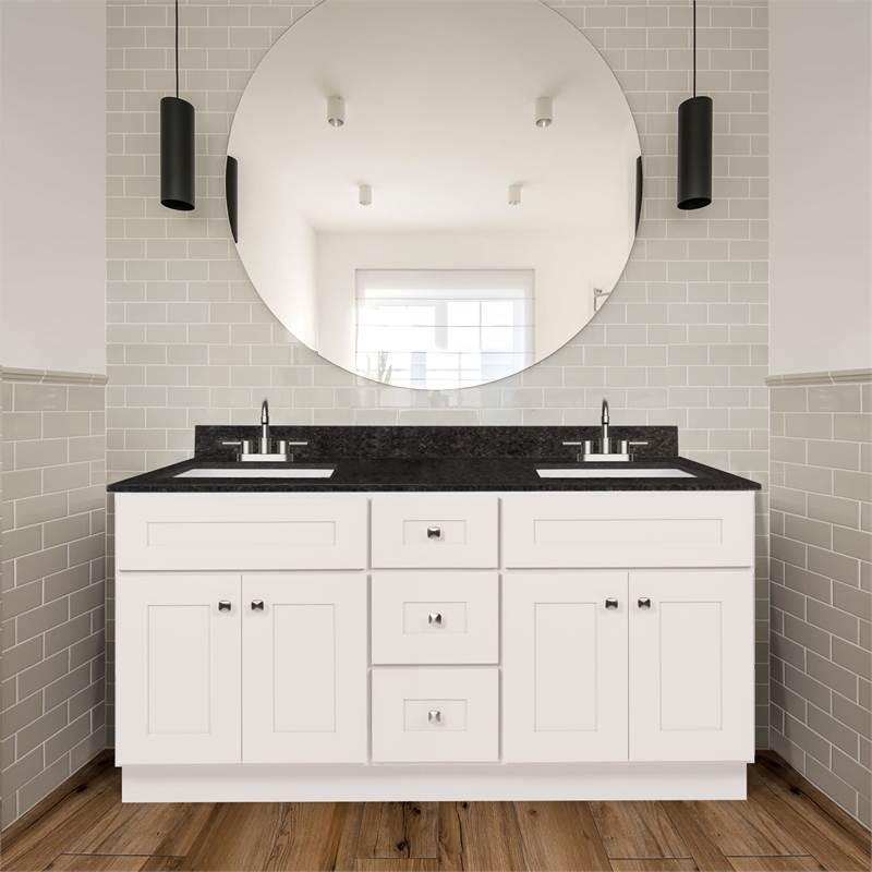 Brookings Wood Vanity w/o Top Sherwin Williams in White Fully Assembled 60