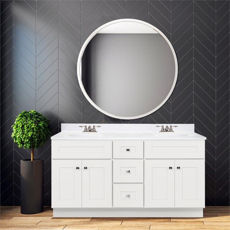 Brookings Wood Vanity w/o Top Sherwin Williams in White Fully Assembled 60
