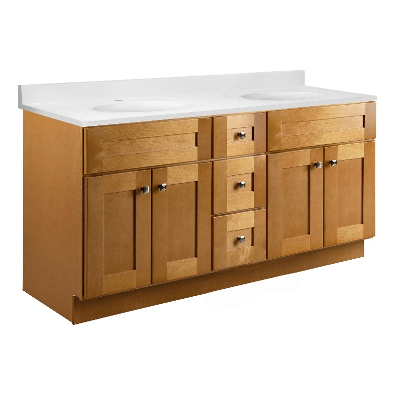 Brookings Vanity-Modern Birch w/Marble Top Fully Assembled 61