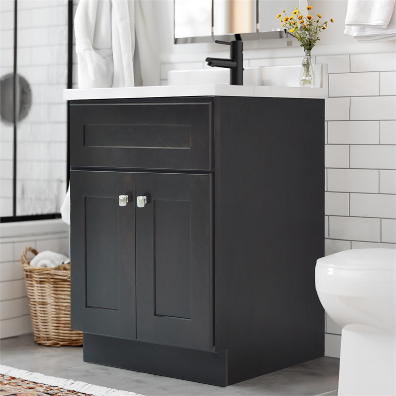 Brookings Vanity in Espresso w/ White Marble Top Fully Assembled 25