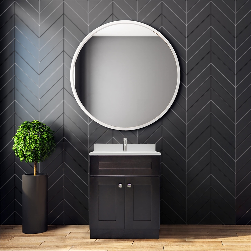 Brookings Vanity in Espresso w/ White Marble Top Fully Assembled 25