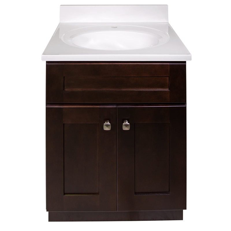 Brookings Vanity in Espresso w/ White Marble Top Fully Assembled 25