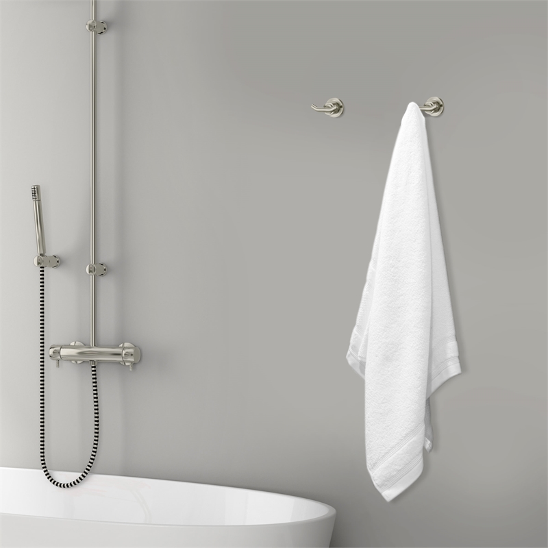 Design House Geneva Contemporary Metal Double Robe Hook 2-Pack in Satin Nickel
