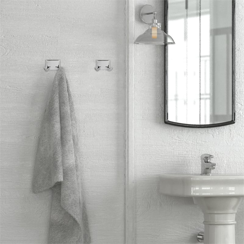 Design House Millbridge Classic Metal Double Robe Hook 2-Pack in Polished Chrome