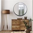 Violette Round Wall Mirror with Metal Black Iron Frame 36-in.