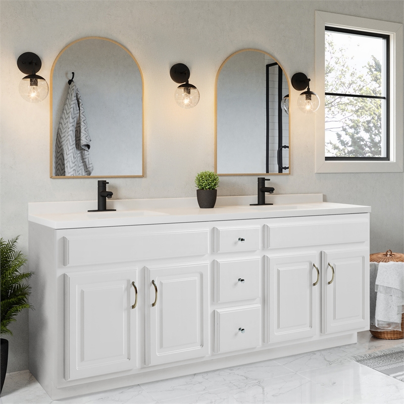Design House Concord 72in. Wood Bathroom Vanity w/o Top-White