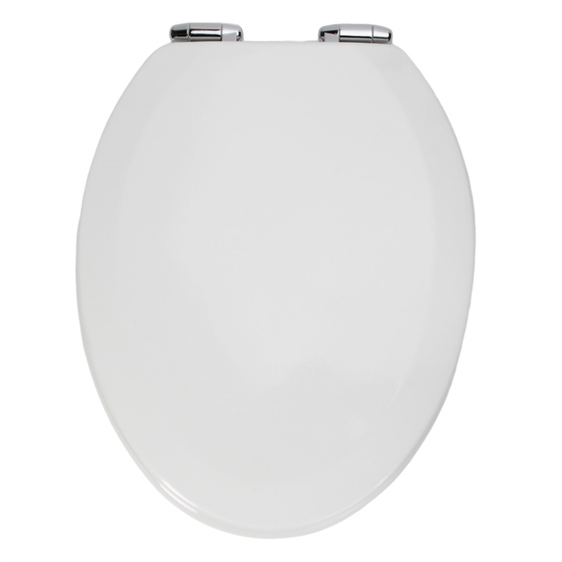 Design House Dalton Elongated Oval Wood Toilet Seat in White for Bathroom
